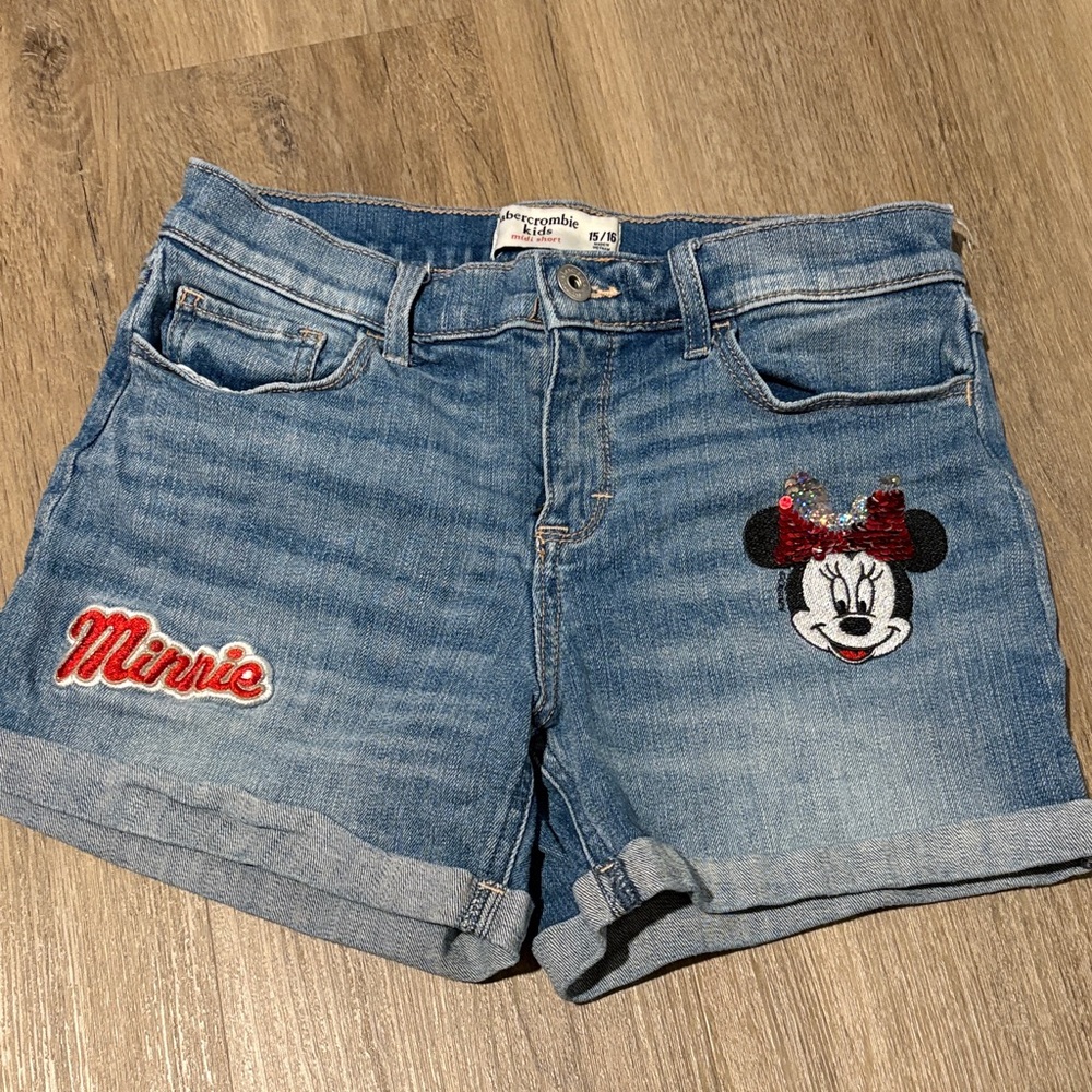 Disney Kids  Blue Jean Shorts with Minnie Mouse Patch